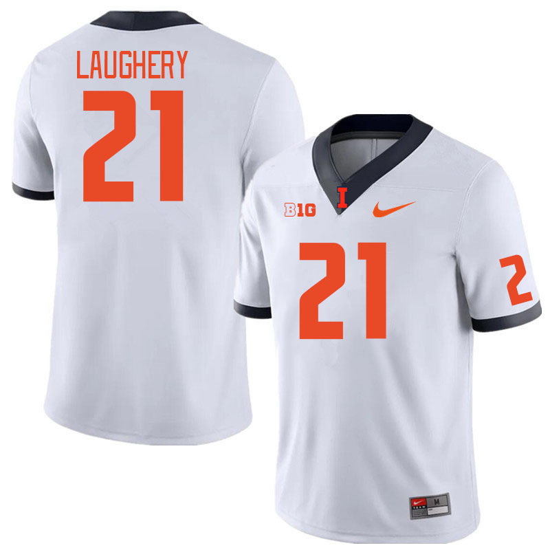 Men #21 Aidan Laughery Illinois Fighting Illini College Football Jerseys Stitched Sale-White